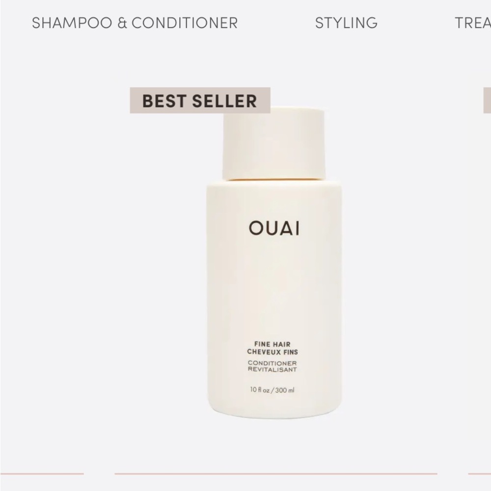 OUAI Fine Hair Conditioner — Cream White Bottle